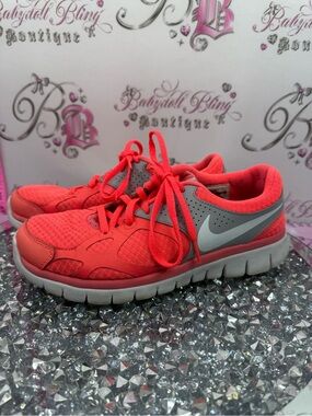 Nike neon shoes sneakers vintage Coral Pink and Gray 2012 Running Sneakers